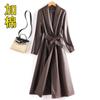 Jaqueta de Couro Atacado Transfronteiriça para Mulheres, Trench Coat Longo de Pele de Ovelha Slim Fit, Versátil e Emagrecedor, Estilo Coreano, Casaco Moderno Plus Size
