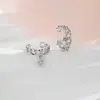 Pendientes de Clip con Cadena para Estudiantes, Versátiles, Nuevo Estilo Coreano de Moda 2026, Modernos, Compactos, Cuff de Oreja con Cadena de Diamante Único
