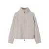 Cardigan de Punto de Alta Gama con Doble Cremallera Transfronterizo para Mujer en Diseño Otoño e Invierno Suéter Holgado de Manga Larga Estilo Perezoso