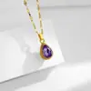 Colar Pingente Gota d'Água Roxa Moda Elegante Versátil Toque de Luxo Leve Alto Padrão 2024 Novo Pingente Durian Corrente para Clavícula Corrente