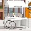 Carrito de flores móvil de moda, carrito de puesto de café, carrito de comida, expositor de supermercado, carrito de ventas, carrito de empuje para puesto callejero de arte en hierro