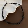 Collar de cuentas con degradado de ónix negro y cuentas de alta gama, estilo nicho, estilo vintage, cadena para clavícula para mujer.