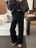 Liquidación Especial Sin Devoluciones ni Cambios Pantalones Casuales de Punto Texturizado a Rayas Estilo Coreano para Mujer