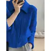 Suéter Cárdigan de Cachemira con Cuello Polo para Mujer, Diseño Nicho de Otoño e Invierno, Cárdigan Tejido Perezoso
