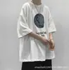 Camiseta de Manga Corta Talla Grande para Hombre 2025 Verano Nueva Camiseta de Manga Tres Cuartos para Niños, Versátil Estilo Hong Kong Moderna Camiseta de Manga Media para Hombre