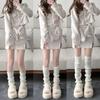 Calcetines de punto de felpa estilo japonés alargados jLolita de hilo grueso calcetines de pantorrilla jk cubrepiernas de lana para adelgazar la pierna