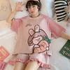 Pijama de verano para mujer, manga corta, shorts, holgado, talla grande, 2023, nuevo conjunto de casa, verano, fino, dos piezas