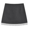 Atuendo estilo coreano: Falda de Encaje con Lunares Grises para Primavera y Otoño para Mujer, Nueva Falda Corta de Cintura Alta, Línea A, Ajustada a la Cadera para Figuras Pequeñas