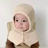 Gorro Integral para Bebé Otoño e Invierno Gorro Cálido con Bufanda, Lindo y Versátil, Gorro Unisex para Bebé con Protección para Orejas, Gorro de Punto para Niños Moderno