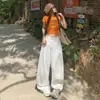 Jeans de Pierna Ancha Color Naranja Infantil # Color Sólido de Moda Tipo Cimitarra para Mujer, Corte Holgado, Adelgazantes, Favorecedores, Elegantes, Versátiles, Pantalones de Largo Completo.