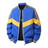 Jaqueta Casual Tendência Color Block Outono/Inverno Masculina Tamanho Europeu com Tira Colorida, Jaqueta Baseball Fina