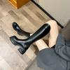 Botas Largas de Cuero Suave Estilo Similar a Zhao Lusi 2025 Botas de Montar con Plataforma y Tacón de Herradura Botas de Motociclista de Caña Alta para Mujer