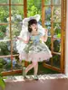 VestidoLolita Floral de Renda Estilo Fada para Meninas Verão 2026 Novo Estiloso Vestido Princesa Bufante para Bebê Tendência