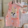 Pijama de verano para mujer de talla grande, diseño de dibujos animados lindo, para damas de talla grande, vestido camisón de seda de leche para el hogar, venta al por mayor