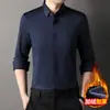Nueva camisa de marca para hombre de otoño e invierno con forro polar, tapeta oculta, camisa de forro polar integrada engrosada, cárdigan cálido, top de color liso