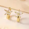 1 Par de Aretes Nuevos Estilo Coreano Ins con Aros Completos de Diamante, Versátiles para el Trabajo, Elegantes Aretes Chapados en Oro, Suministro de Joyería