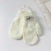 Manoplas de Color Sólido de Moda de Dibujos Animados para Niños y Niñas Estilo Coreano a Prueba de Frío, Cálidas y Antiperdidas Guantes de Lana Tejidos con Correa