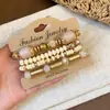 Conjunto de pulseras geométricas de vidrio con cuentas y diamantes incrustados estilo bohemio, alto atractivo estético para estudiantes, pulsera y joyería para mujer