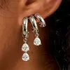 Pendientes asimétricos de estrella y luna de Amazon, superventas entre Europa y Estados Unidos, traje de tres piezas, pendientes de circonita de moda, pendientes con hebilla