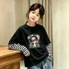 Camiseta de manga larga para niña, algodón puro, top estampado lindo para primavera y otoño, colección de otoño, diseño de look en capas, ropa para niñas