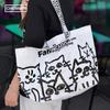 Cafetería de Mascotas Famosa en Internet Bolsa Tejida Grande Llamativa de Apertura Bolsa de Compras Tote Diseño Personalizado de Piel de Serpiente