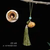Palo de Sándalo Verde Tallado Hueco Flor de Loto Calabaza Montaña Colgante Accesorio para Teléfono Móvil Llavero Regalo