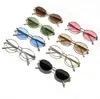 Gafas de Sol de Moda Metálicas, Modernas y Elegantes para Hombres y Mujeres, Montura Ovalada de Alta Gama Estilo Coreano, Versátiles para Fotografía Callejera y Fiestas