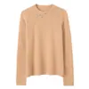 Nuevo Estilo Otoño/Invierno 2026 Camiseta Base de Punto 100% Cachemira Pura para Mujer con Cuello Redondo Adornado con Diamantes, Suéter Suave y Amigable con la Piel