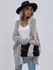 Cardigan de Punto para Mujer de Comercio Exterior, Nuevo para Otoño e Invierno Europeo y Americano en Amazon, Suéter Grueso de Punto Liso, Chaqueta para Mujer
