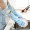 Luvas de Lavar Louça de Limpeza Doméstica de Comprimento Estendido, Luvas de Borracha Plástica Espessas e Duráveis para Cozinha e Lavanderia, Luvas de Borracha com Forro de Lã para Prevenir Manchas de Óleo