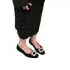 Zapatos de Cuero con Suela Suave y Pedrería Estilo Francés para Mujer, Versión Coreana Primavera 2026 Zapatos de Hada Boca Baja Mocasines Planos