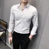 Dropshipping Camisa Masculina Manga Longa Cor Sólida Primavera 2025 M-4XL Camisa Social Jovem Masculina