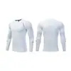 Body de Base de Alta Elasticidade para Uso Externo Masculino Corrida Esportes Ciclismo Secagem Rápida Respirável Estampado Manga Longa Camiseta Top de Treino