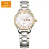 Relógio Mecânico Automático Duplo Calendário com Pulseira de Aço Suíça, Relógio Feminino Elegante e Simples com Toque de Luxo e à Prova d'Água