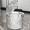 Lixeira de Mesa com Fechamento por Pressão Caixa de Armazenamento à Prova de Poeira para Cozinha com Tampa Lixeira Transparente Caixa para Lixo com Controle Remoto