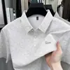 Camisa Polo de Hielo de Seda Casual de Negocios para Hombre, Verano Holgada de Color Sólido con Cuello Campana, Versátil de Manga Corta para Personas de Mediana Edad y Mayores, Venta al por Mayor