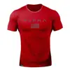 Camiseta Deportiva de Verano con Cuello Redondo para Hombre Muscle Fitness Europea y Americana Manga Corta Ropa de Entrenamiento para Fitness Running Manga Corta alpha