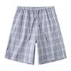 Shorts de Pijama de Algodão e Linho de Verão para Homem, Algodão Lavado Solto Tamanho Grande Xadrez Praia Casa Shorts Casuais Roupa de Casa