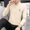 Ropa interior térmica con forro de terciopelo, engrosada y cálida, camiseta base para hombre con cuello semi-alto, camiseta de manga larga de color liso, top de otoño