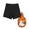 Shorts de traje negros para mujer para otoño e invierno, forrados de polar, de cintura alta, adelgazantes, elásticos, de línea A, estilo "sin parte de abajo", leggings