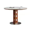 Mesa de jantar redonda pequena, estilo retrô francês, para uso doméstico, mesa de jantar de madeira maciça e tampo de rocha, mesa redonda Berg, mesa de jantar estilo meados do século, novo modelo