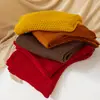 Manta de punto gofrado de color liso, Manta transpirable con diseño calado para siesta, Manta para aire acondicionado, Manta decorativa de punto para sofá, Regalo para Airbnb