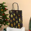 Bolsa de Presente de Natal de Luxo Leve, Bolsa de Papel Kraft Preta de Alta Qualidade e Versátil, Bolsa de Mão Criativa com Estampagem a Quente e Impressão Prateada