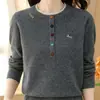 Suéter de Lã da Moda para Mães, Suéter de Lã Quente com Gola Redonda para Primavera e Outono de 2026, Suéter Base Solto e Grosso