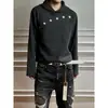 Top casual com blocos de cor e listras de meteoro para casal, primavera e outono, moletom com capuz bordado retrô, peça versátil feminina de caimento solto estilo americano