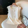 Chaleco de Punto sin Mangas con Cuentas de Industria Pesada para Mujer Verano Nuevo Estilo Moda Delgado Estilo Pequeño Fragante Top Corto Versátil