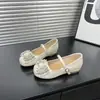 Sapatos Mary Jane com strass estilo fada para mulheres, com laço, nova coleção outono 2026, design de tira única, que valoriza a altura, perfeitos com vestidos