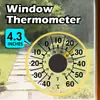 Termômetro de Janela Acrílico Transparente, Termômetro de Vidro Externo Adesivo de 4,3 Polegadas/11 Cm com Display Fahrenheit/Celsius, Medidor de Temperatura Analógico Redondo para Janelas, Pátios, Casas e Escritórios