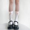 Estilo Niña Dulce Estilo Japonés Lazo Borde Oreja de Madera Calcetines Blancos de Algodón Primavera y Verano Estilo Ballet Calcetines Joker