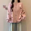 Cardigã de Tricô Verde Suéter Florido Casaco Feminino Primavera Novo Tamanho Grande Gordura Média Longo Top Redutor de Idade